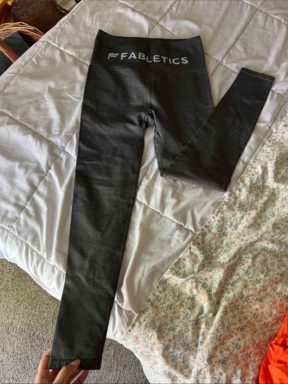 Fabletics grey High-Rise Performance Leggings with Logo Waistband